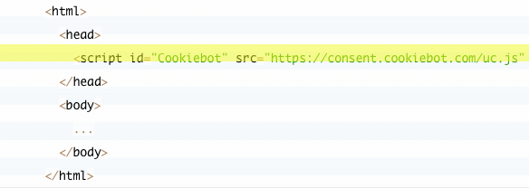 Cookiebot consent banner enabling GDPR compliance